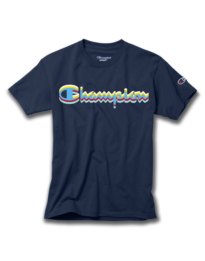 Champion Cotton Script Logo T-Shirt Meisjes - Donkerblauw - Belgie 9531WIPHT